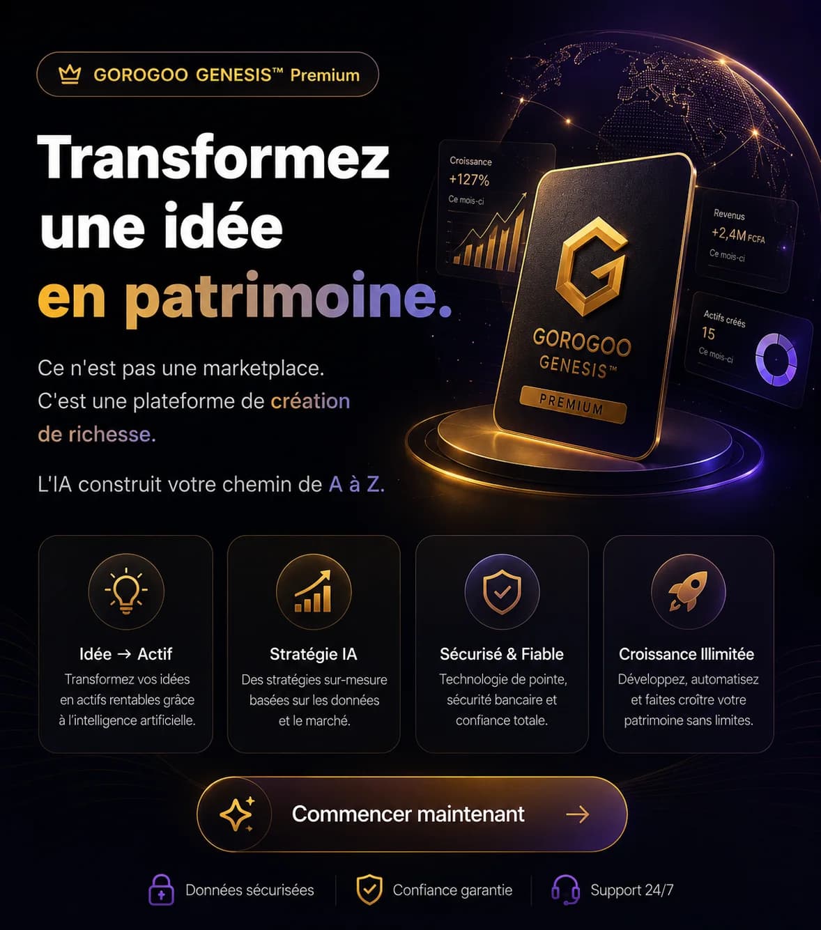 GOROGOO Genesis Premium : transformez une idée en patrimoine, l'IA construit votre chemin de A à Z